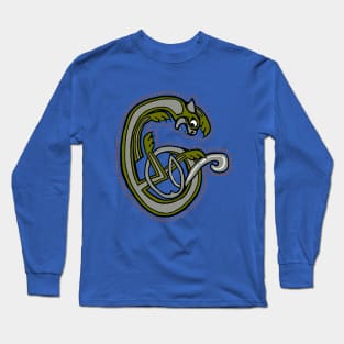 Celtic Cat Letter C Long Sleeve T-Shirt